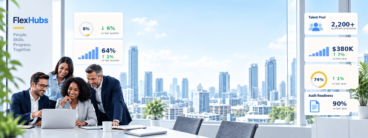 FlexHubs HR and learning platform with workforce KPIs